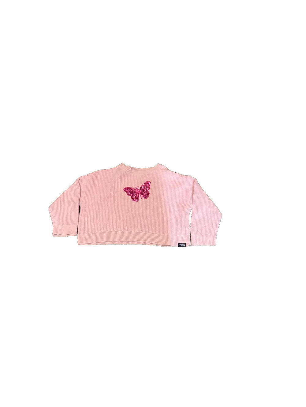 Gap Wicked Pink Butterfly Sequin Sweater Women’s L Boxy Fit